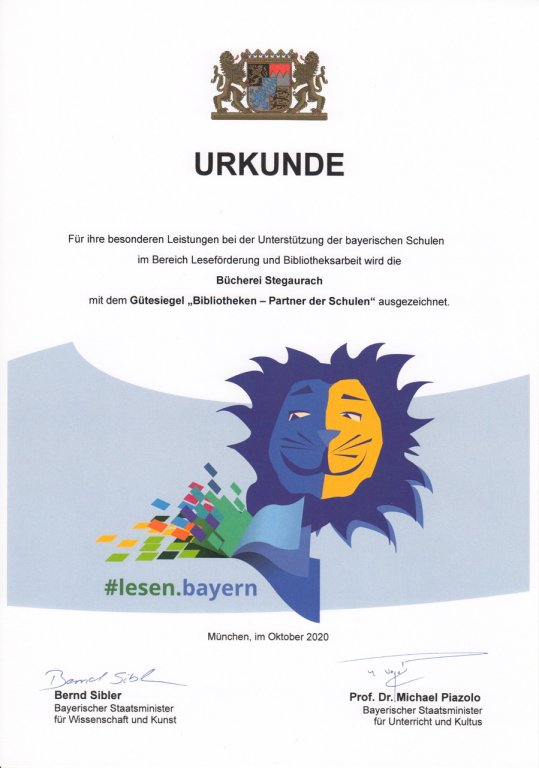 Bücherei Partner der Schulen Gütesiegel Bücherei Partner der Schulen Gütesiegel